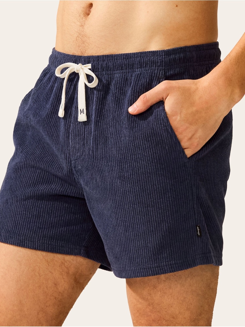 Men's Navy Corduroy Athletic Shorts with Drawstring 7 inch Inseam Black Liner